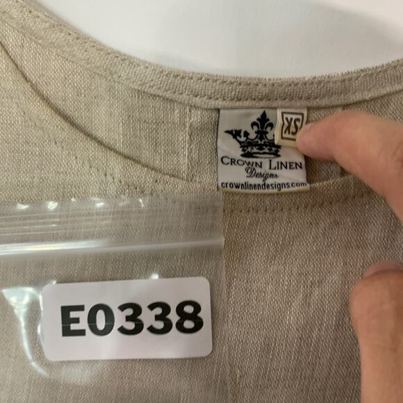 Crown Linen Designs XS Oversized A Line Ruffle Top 100% Linen Lagenlook *flaw - Picture 3 of 11